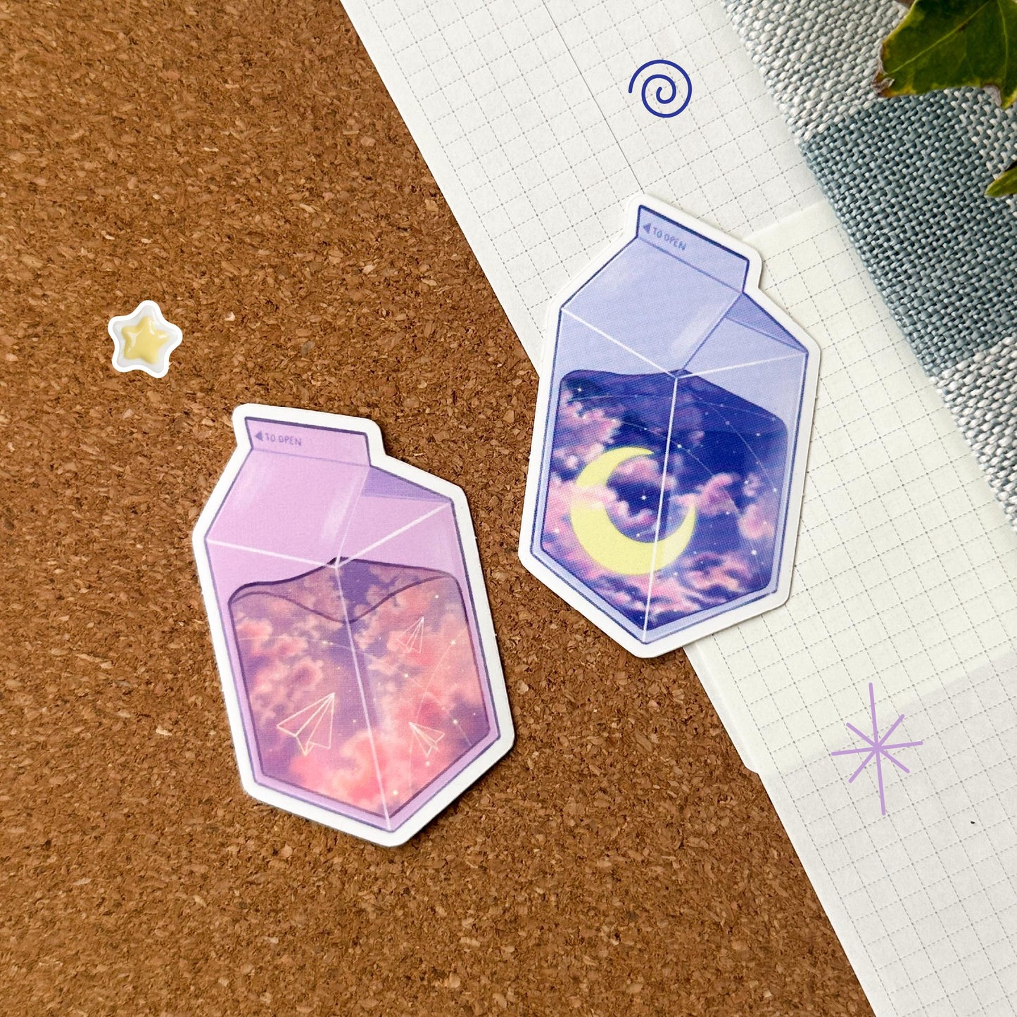 cozy milk carton stickers