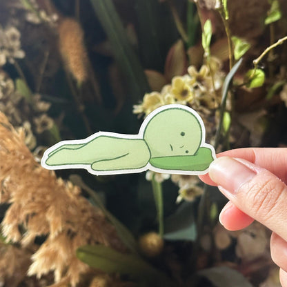 green guy sleeping sticker